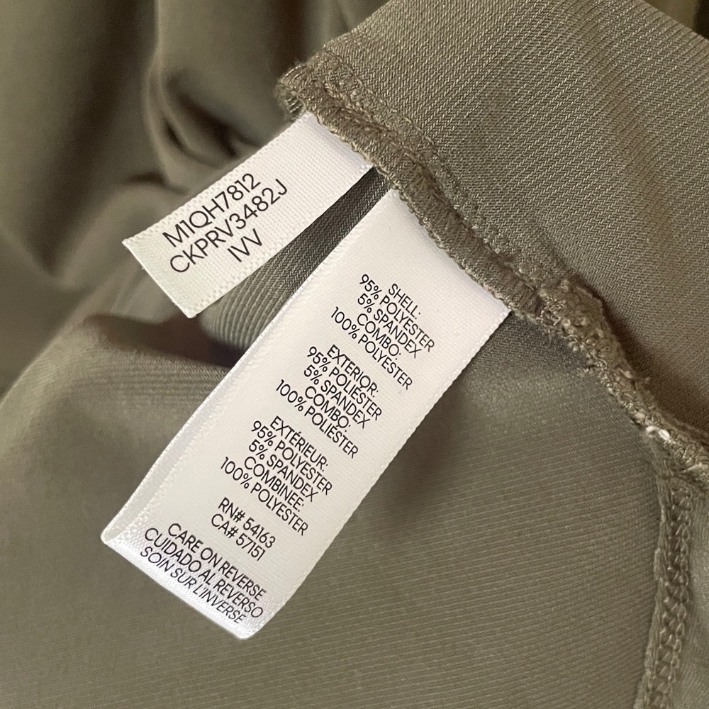 Calvin Klein olive sheer sleeve blouse - Picture 4 of 5